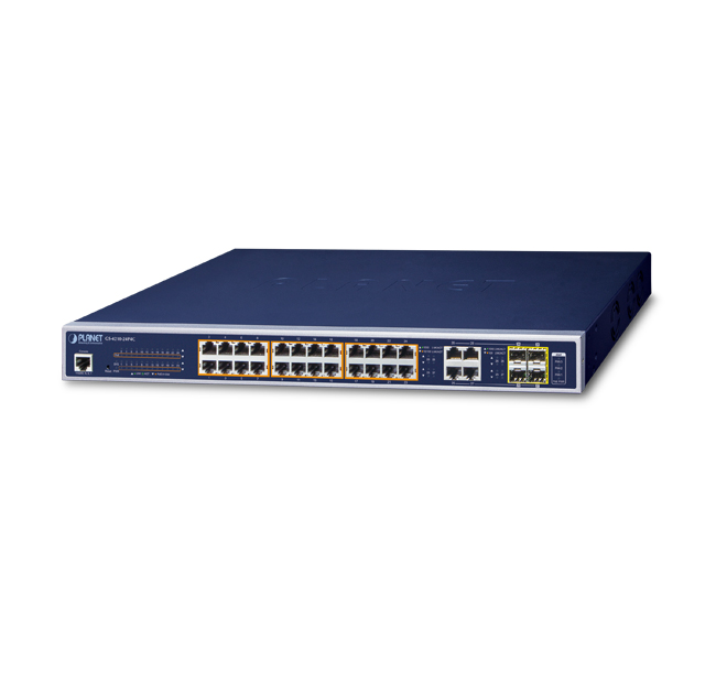 GS-4210-24P4C Switch Managed 24 porte 10/100/1000Mbps POE+ 802.3at + 4 porte  Gigabit Combo TP/SFP, budget 220W – QUBIX