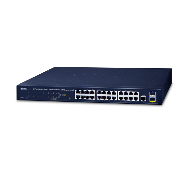 GS-4210-24T2S Switch Web managed 24 porte rame 10/100/1000Base-T + 2 porte  SFP per moduli gigabit Mini Gbic – QUBIX